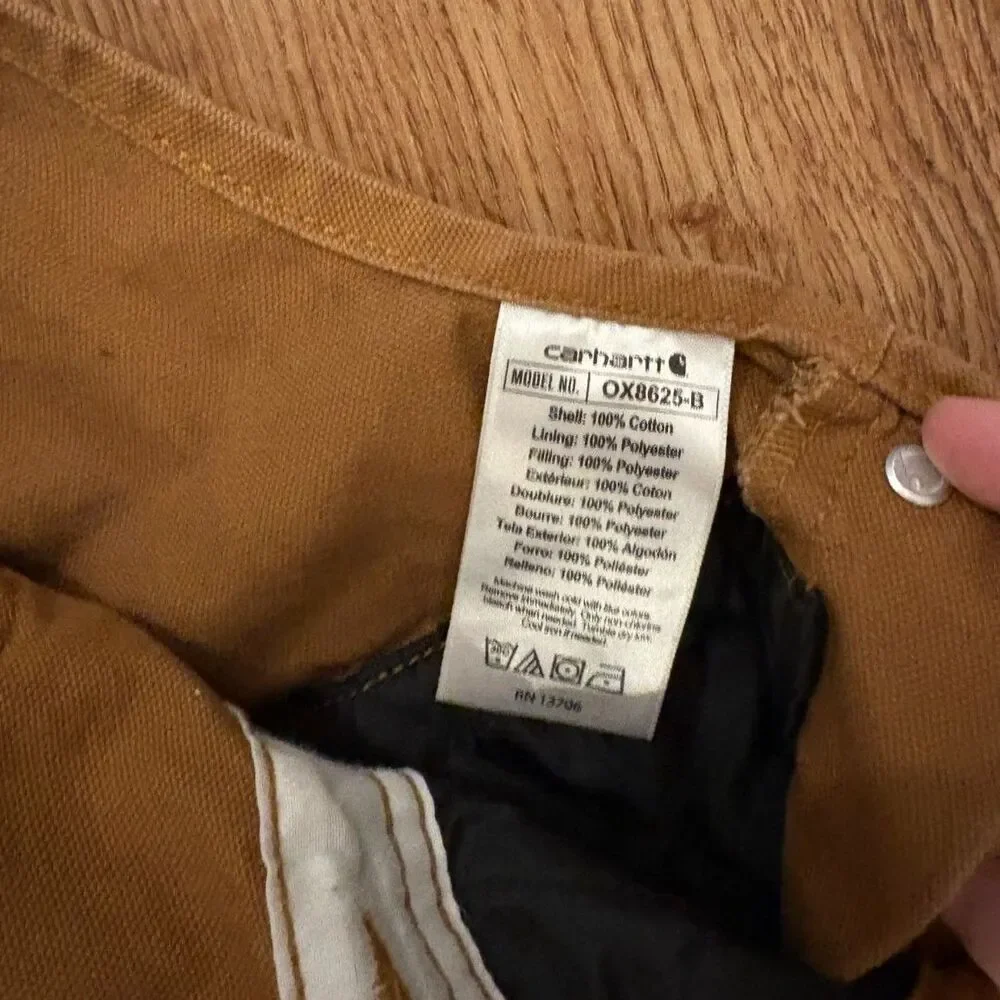 Carhartt Youth Kids Size 5 Brown Double Knee Bib Overalls Pants Insulated